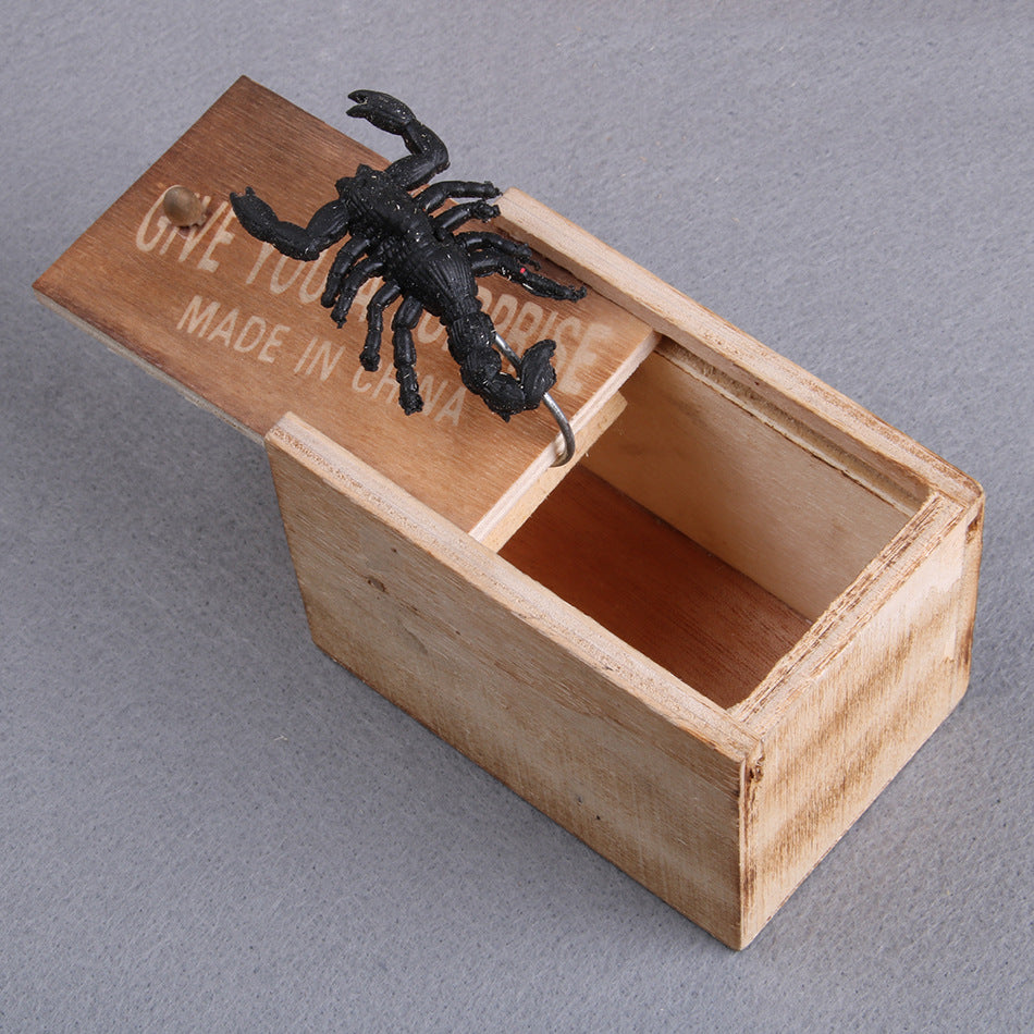 Handcrafted Spider Practical Prank Wooden Scare Box