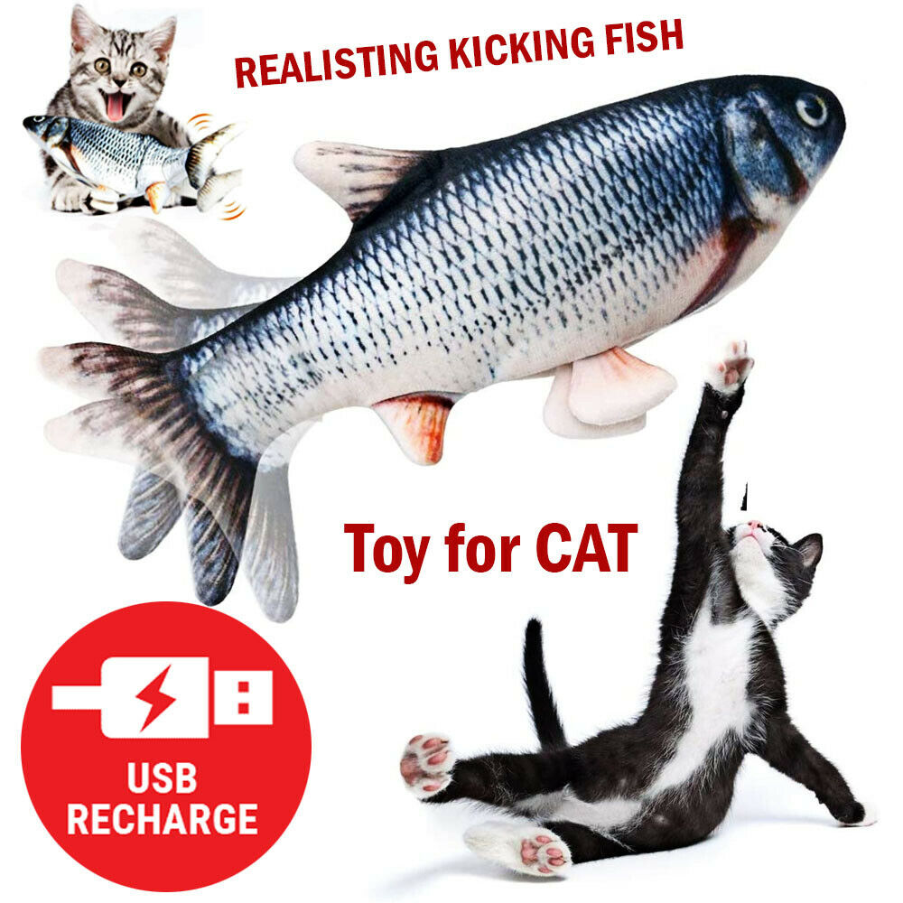 Electric Realistic Floppy Fish Cat Moving Toy