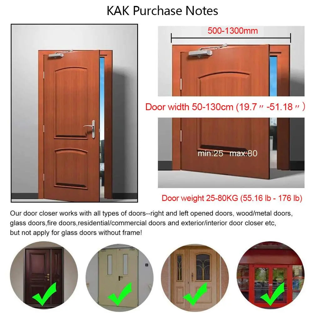KAK NED-5310 Automatic Door Closer 2 Spring Hydraulic Buffer Adjustable Door Stopper