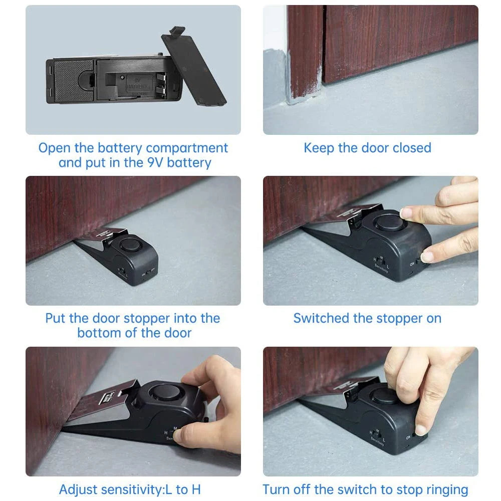 Non Slip Rubber Pad Upgraded Door Stopper Alarm