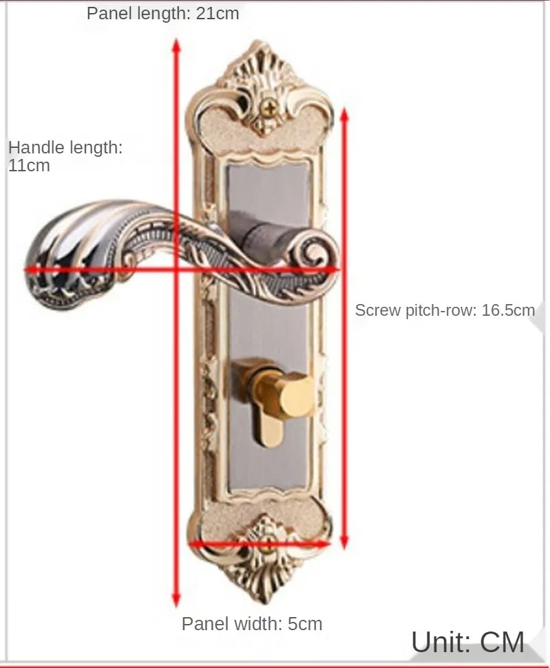European Style Retro Aluminum Alloy Vintage Door Handle Lock