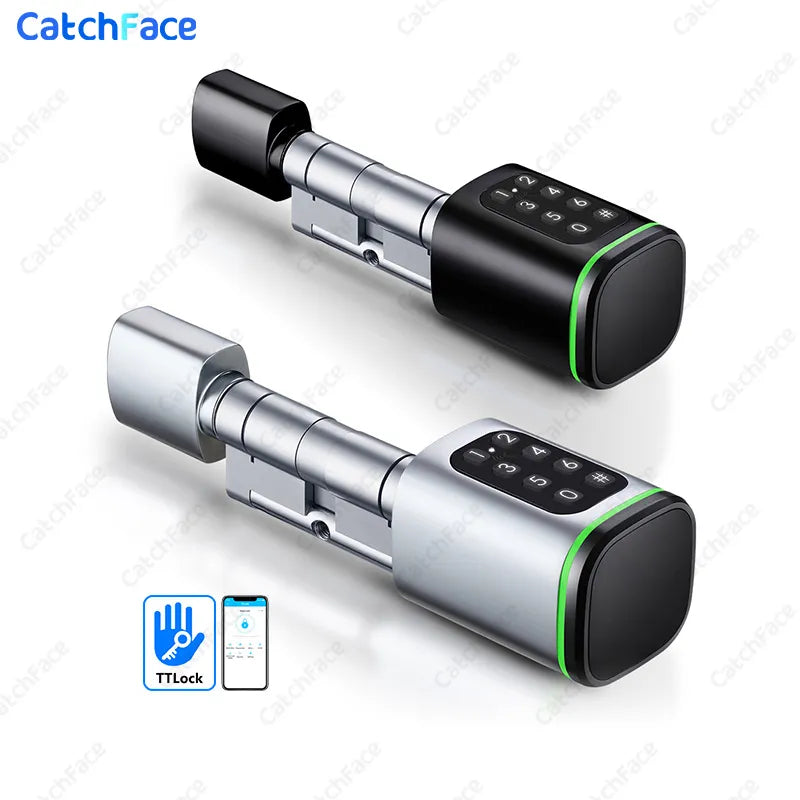 CatchFace TTLock APP Password RFID Card Euro Cylinder Lock Smart Door Lock