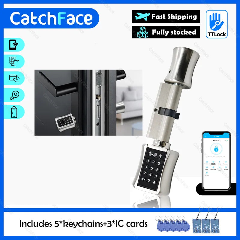 CatchFace C001C TTlock Bluetooth Remote Control Cylinder Smart Lock