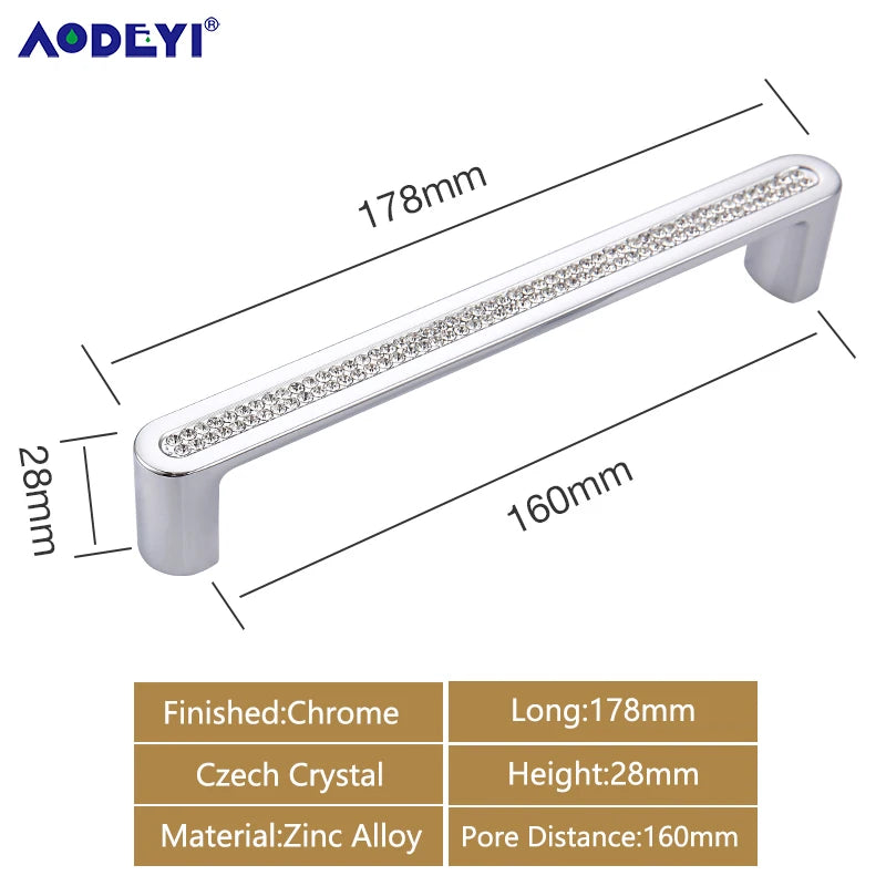 AODEYI K9 Czech Crystal European Drawer Pull Handles