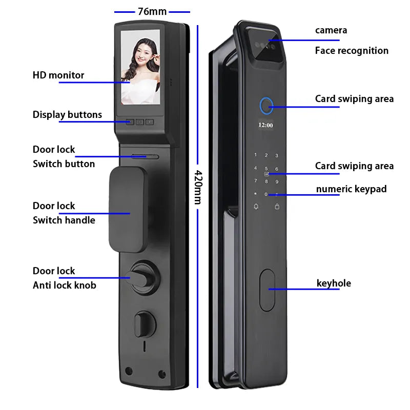 VBNM DF009 Fingerprint Smart Lock 3D Face Recognition Fully Automatic Biometric Card Key Digital Lock