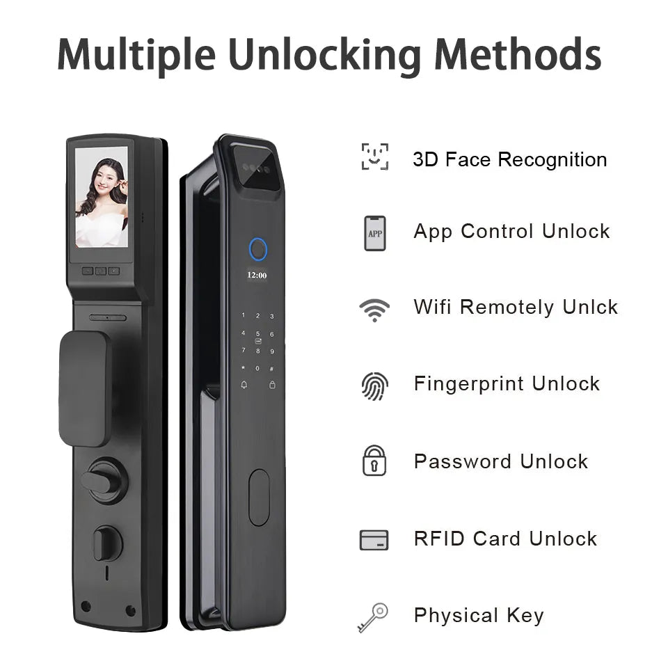 VBNM DF009 Fingerprint Smart Lock 3D Face Recognition Fully Automatic Biometric Card Key Digital Lock