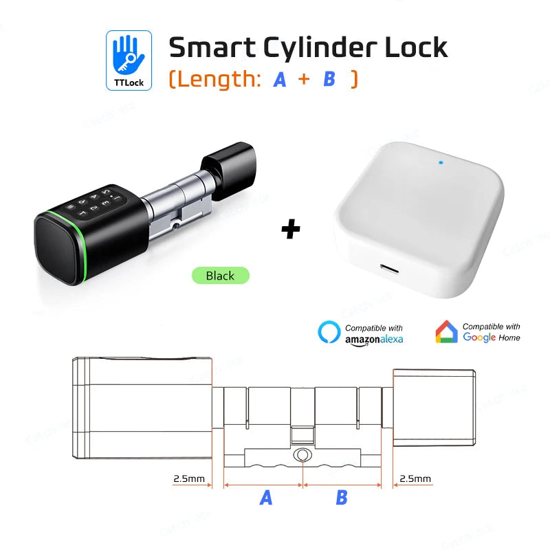 CatchFace TTLock APP Password RFID Card Euro Cylinder Lock Smart Door Lock