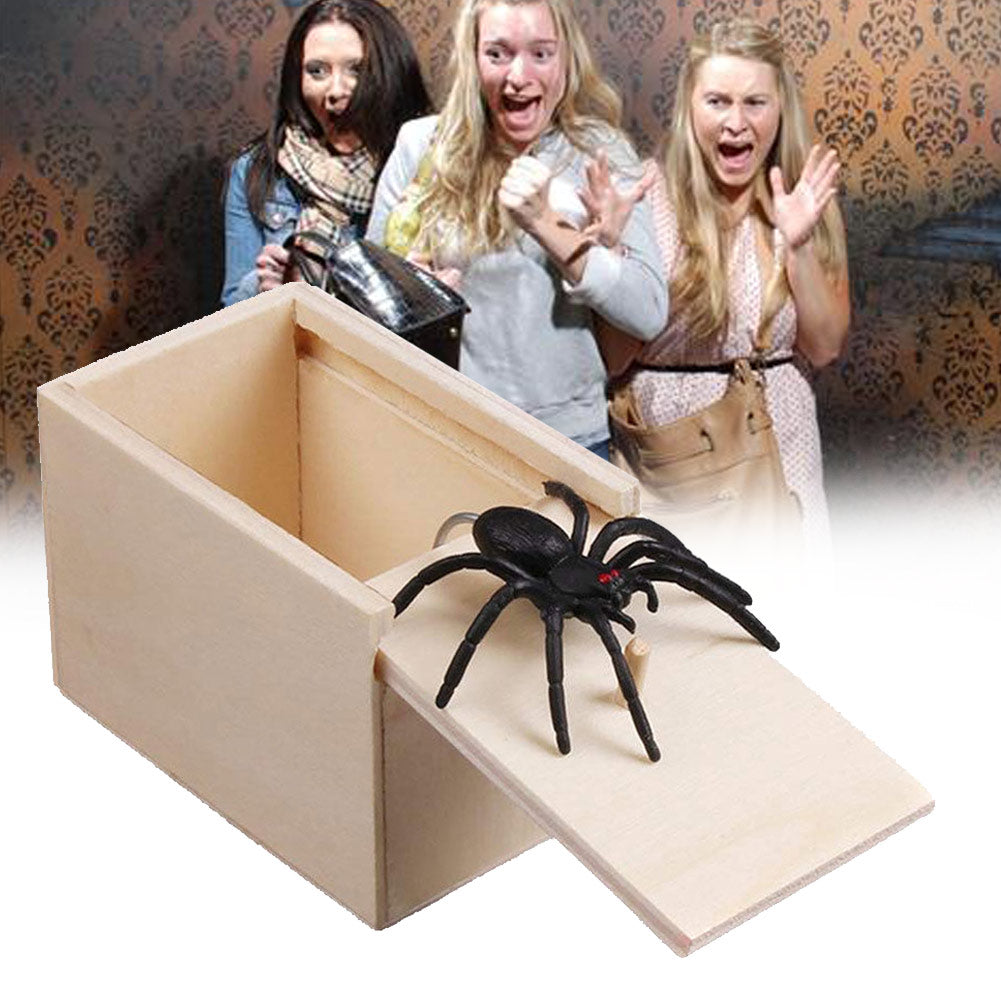 Handcrafted Spider Practical Prank Wooden Scare Box