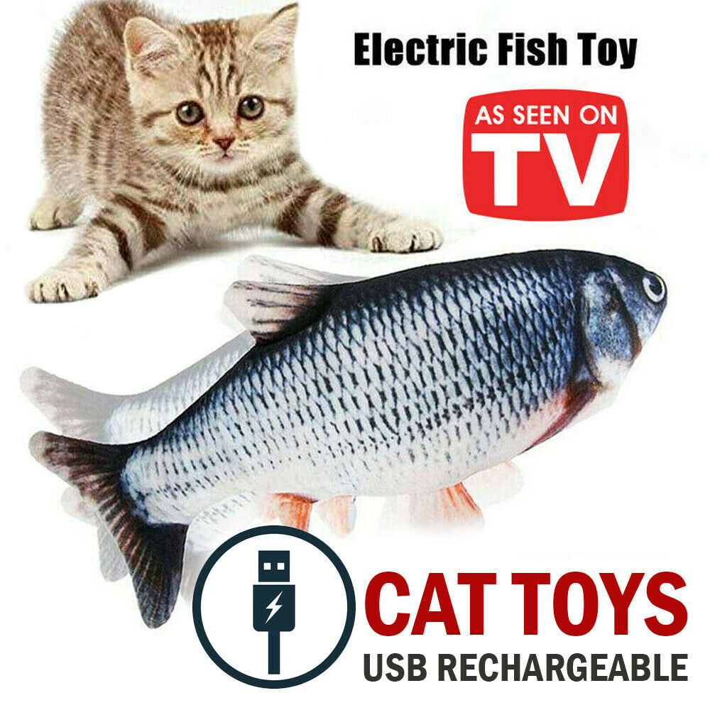 Electric Realistic Floppy Fish Cat Moving Toy